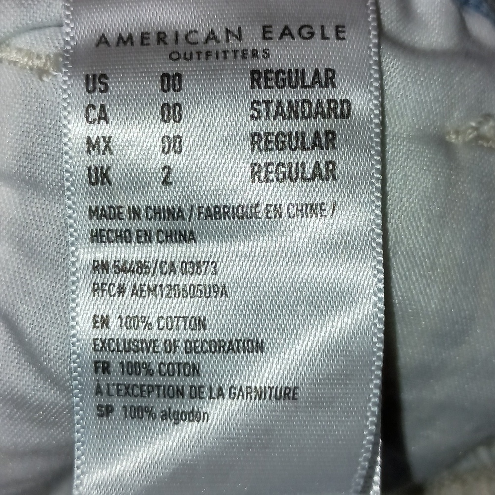 American Eagle Blue/White Striped Mom Jeans 00 Regular - Picture 5 of 8